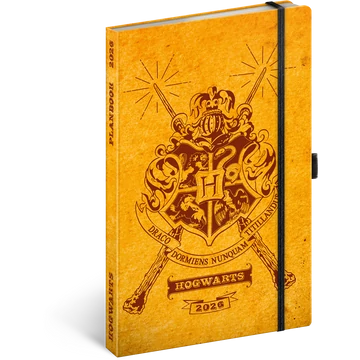 Keménytáblás notesz krémszínű lapokkal leszorító gumiszalaggal Harry Potter-Hogwarts 130x210mm, Presco