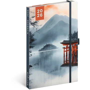 Keménytáblás notesz krémszínű lapokkal leszorító gumiszalaggal Japan 130x210mm, Presco