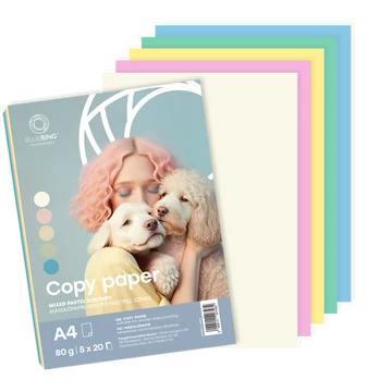 Másolópapír, színes, vegyes színek A4, 80 g Bluering® 5x20 ív/csomag, pasztell színes