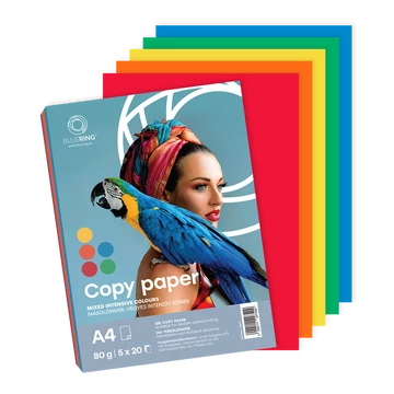 Másolópapír, színes, vegyes színek A4, 80g Bluering® 5x20 ív/csomag, intenzív színes