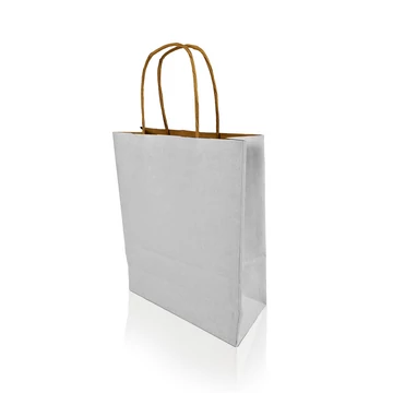 Sodrottfüles papírtáska 185x240mm 80mm talp S méret 250 db/doboz, fehér