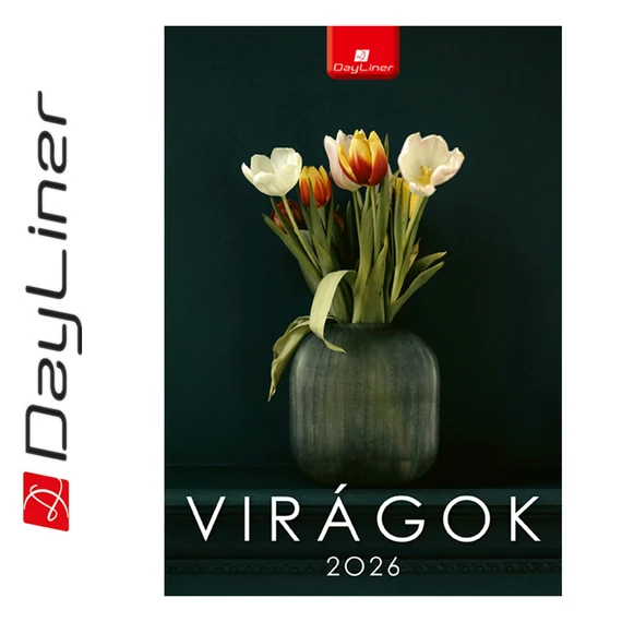 Falinaptár képes 230 x 330 mm, fehér lapokkal Virágok Dayliner 2026.