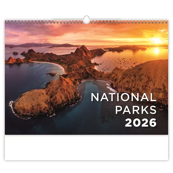 Falinaptár képes 450 × 315 mm, fehér lapokkal National Parks Dayliner 2026.
