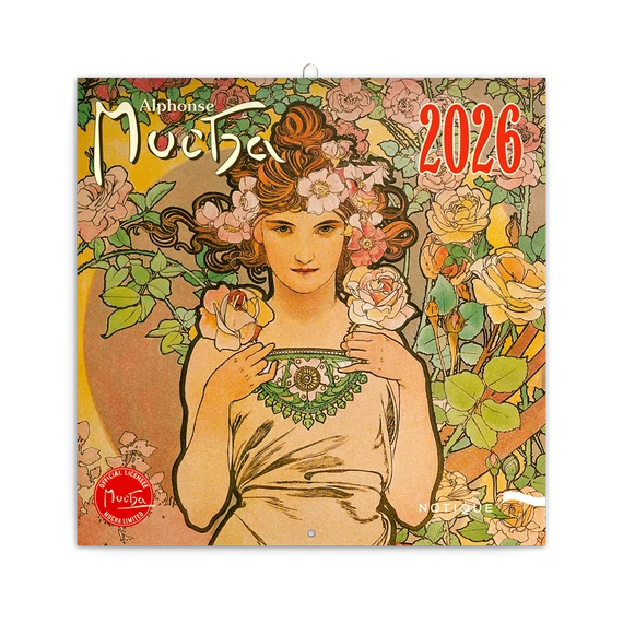 Falinaptár képes lemeznaptár 300x300mm, Alphonse Mucha Realsystem 2026.