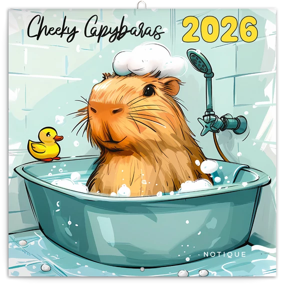 Falinaptár képes lemeznaptár 300x300mm, Cheeky Capybaras Realsystem 2026.