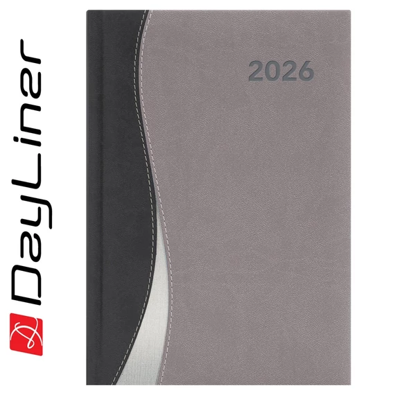Határidőnapló Dubai A5 heti, fehér lapokkal fekete-szürke Dayliner 2026.