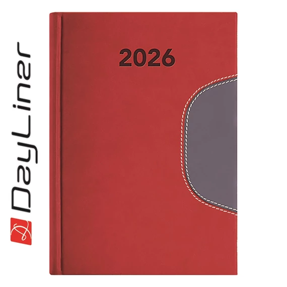Határidőnapló Memphis B6 heti, fehér lapokkal piros-szürke Dayliner 2026.