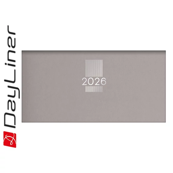 Zsebnaptár MyPastel fekvő heti, krémszínű lapokkal szürke Dayliner 2026.